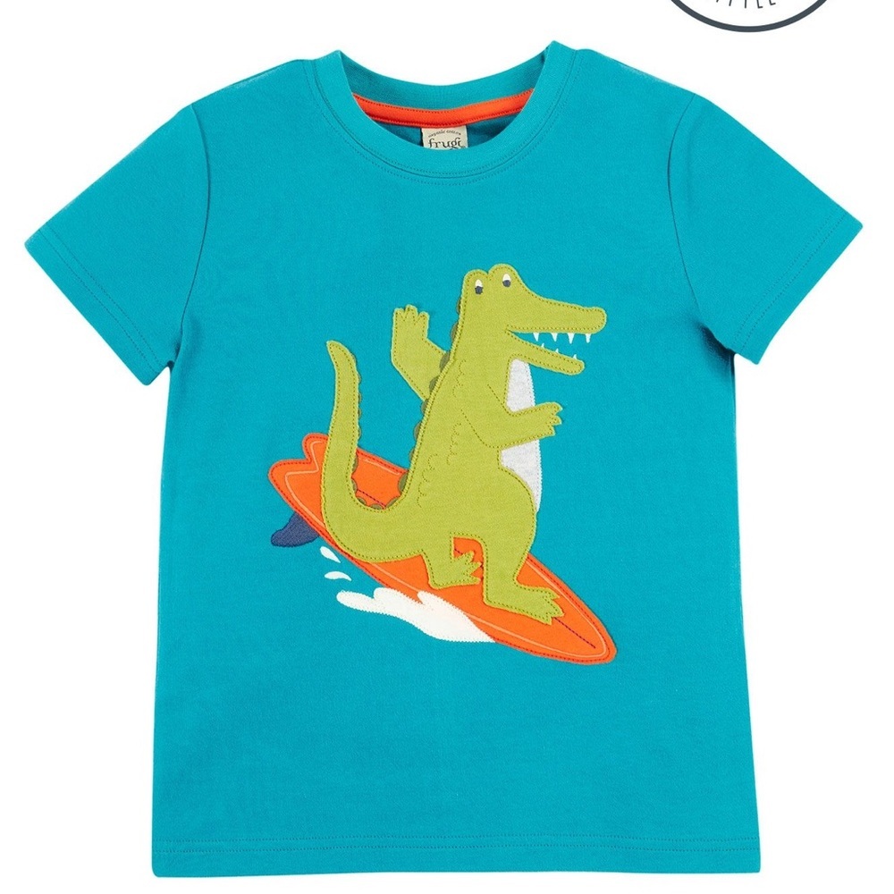 FUGI Carsen Circular T-shirt in BOAT BLUE/CROCODILE SURF organic cotton